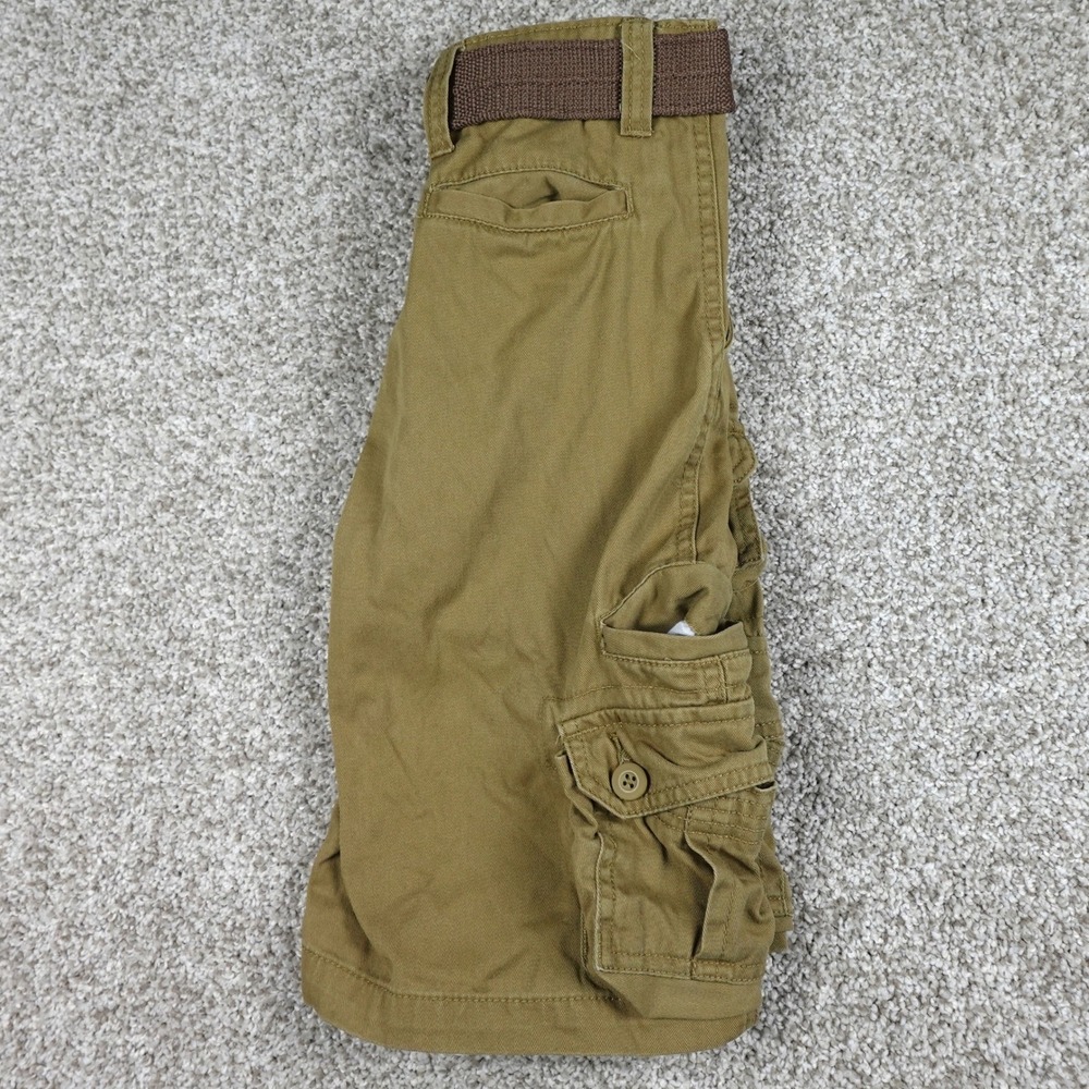 Faded Glory Boys Khaki Cargo‎ Shorts Tan Cotton Twill with Belt Size 10